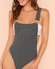 Striped Suspender Bodysuit