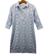 Gretchen Scott Everywhere Dress Sz S Periwinkle Geometric Prt 3/4 Sleeve Modern