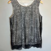 Chicos Lace Layer Sleeveless Tank Top - Size 1 / M / 8