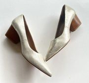 Donald Pliner‎ Anni Pointed Metallic Leather Pump Chunky Heel Size 7M Poi…