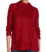 Red Cable Knit Oversize Sweater