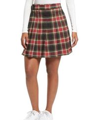 NEW BP Women's Size Small Red Black Plaid Be Proud Plaid Pleated Skirt