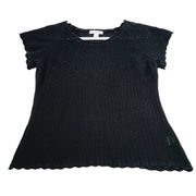 Dress Barn Womens  Black Short Sleeve Patterned Knit Top Size X-Large