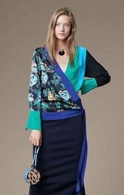 DVF silk floral wrap blouse