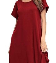 Mittoshop Maroon T-Shirt Dress With Pockets