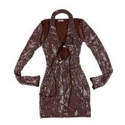 Mistress Rocks - Walnut Sequin Mini Dress with Shrug in Brown