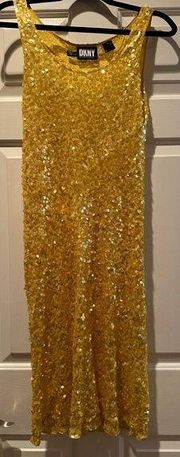 Gold sequin 100%silk dress Size 6 Like New