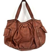 Cole Haan Women's Pebbled Leather Lined Hobo Purse Shoulder Bag Brown Size Large