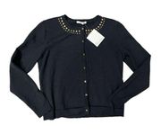 NWT Womens 89th & Madison Black Gold Studded Cardigan Sweater - Sz M