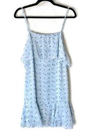 Avec Les Filles Blue Printed Ruffle Back Tie Dress Size XS