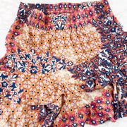 Cabi Isabel Ruffle Skirt Pull On Patchwork Floral Print 5053 Medium