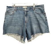 Abercrombie & Fitch Jean Shorts Womens 35/20 Curve Love Frayed Hem High Rise