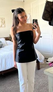 Black Leather Peplum Top