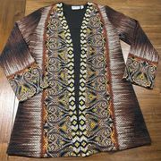 Liquid Print Open Front Cardigan Black/Spice Size XS