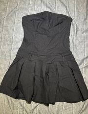 Pleated Drop Waist Mini Dress