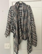 FLAX Linen Plaid Shawl Cardigan