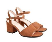 J. Crew Suede Dylan Block Heel Buckle Strap  Sandal Burnished Pecan Size 7