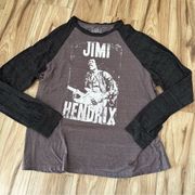 RIPPLE JUNCTION | Jimi Hendrix Baseball Tee Long Sleeve Gray Black Graphic | XL