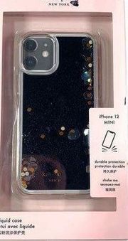 Kate Spade IPhone 12 MINI Black Multi Glitter Liquid Clear Case