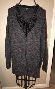 Free People  Purple Oversized High Low Cardigan