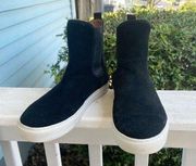 Bettye Mueller Black Suede Sneaker Boots Size 9M