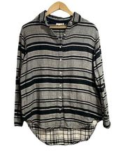 Sundry striped flannel plaid interior button‎ up soft small gently worn