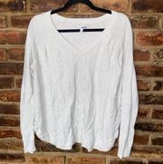 Sonoma White Heavyweight Knit Pullover V-Neck Sweater Women's Size XL