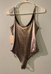 NWT Sexy Metallic Silver Body Suit 