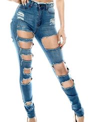 Destroyed High Rise Denim Jeggings