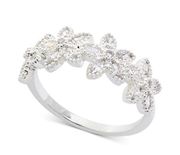 Charter Club Marquise-Crystal Flower Band Ring in Silver-Tone Size 10 MSRP $30 N