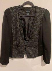 Cynthia ROWLEY Leopard Blazer-Black/Grey L/S Pockets EUC Womens XLarge