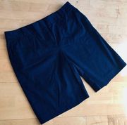 Talbots Cotton Bermuda Shorts, Navy Blue, Size 14 (Inseam 10.5 in)