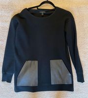 Black Sweater With Leather Pockets