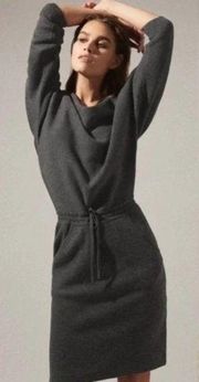 Reiss Amara Off The Shoulder Draped Knit Sweater Dress in Charcoal Medium NWT