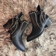 Jeffrey Campbell Boots Womens 8 Black Studded Ankle Leather Rylance Moto Chic
