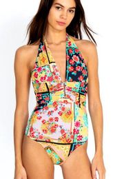 Johnny Was Japer Plunge One Piece Swimsuit Size S NWT $218