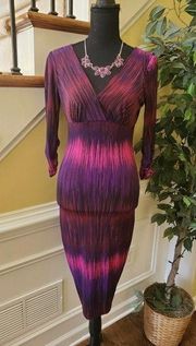 LONDON TIMES Stretch 3/4 Sleeve Wrap Dress Size 4