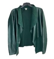 DressBarn Dark Hunter Green Faux Leather/Suede Open Blazer Women Medium