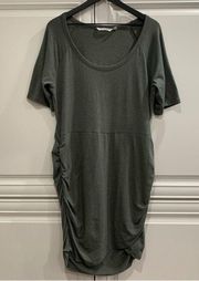 Athleta Seeker Tee Pima Cotton Modal Ruched Tulip Hem Dress Green Size Large