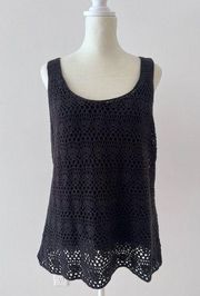 Hunt club Black tank top Crochet over a lining size XL