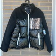 MNY Andrew Marc Faux Sherpa Mixed Media Puffer Jacket