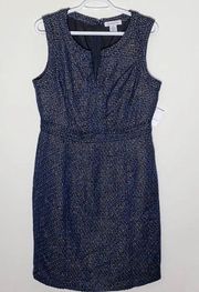 Liz Claiborne metallic navy tweed dress size 12