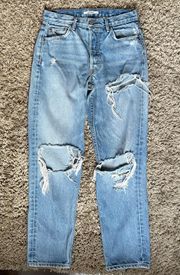 High Rise Distressed Straight Jeans Size 26
