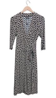 Bisou Bisou Women’s Sz 8 Michele Bohbot Long Sleeve Wrap Midi Dress Link Chain