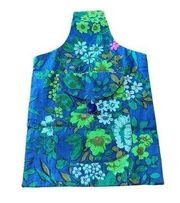 Vintage blue floral tote bag