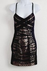 JESSICA McClintock Spaghetti Strap Bodycon Cocktail Dress Silver/Black Sz: 1