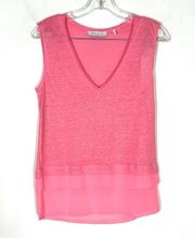 NEW Sandro Paris Linen Sleeveless Top Chiffon Hem Sz 1 S