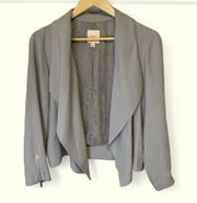 Vintage Candies Grey open blazer XL, lace lined, zip sleeves, juniors size XL