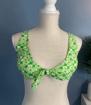 Green Checkered Floral Swim Top