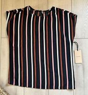 Halogen Women's Striped Top XS Business Work Short Sleeve Blouse Casual Shirt Bl